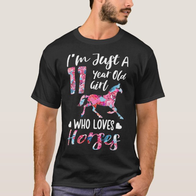 girls 11th Birthday Horse  for 11 Year Old Girls T-Shirt (Front)