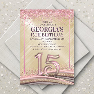 Girls 15th Birthday Invitation