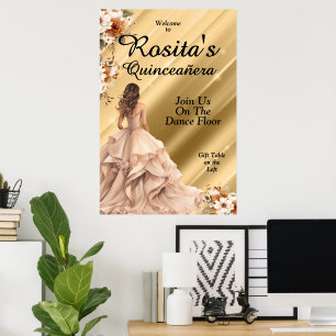 Girls 15th Birthday Latino Elegant Quinceanera Poster