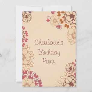 Girl's 17th Birthday Cute Modern Floral Invitation