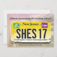 Girl's 17th Birthday New Jersey License Invitation