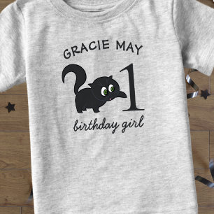 Girls 1st Birthday Cute Kitty Cat Age Kids T-Shirt