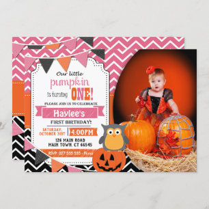 Girls 1st Birthday Halloween Birthday Invite