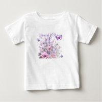 Girl's 1st Birthday Lilac Butterflies Watercolor