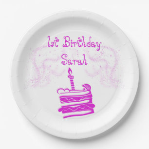 Girl's 1st Birthday Paper Plates