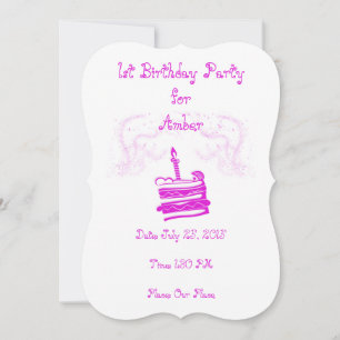 Girl's 1st Birthday Party Invitation