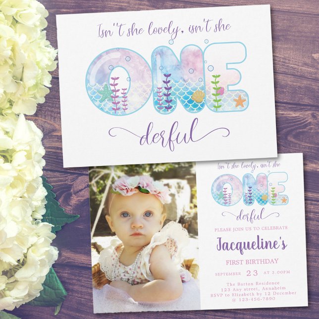 Girls 1st Birthday Photo Invitation (Creator Uploaded)