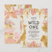 Girls 1st Birthday Pink Ecru Safari