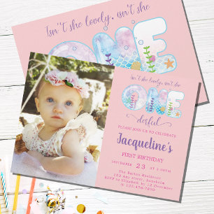 Girls 1st Birthday Under The Sea Pretty Pink Invitation