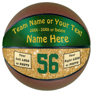 Girls 2 LOGOS or PHOTO Basketballs, Green and Gold Basketball