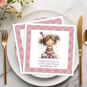 Girls 2nd Birthday Funny Quirky Whimsical Pink Napkin
