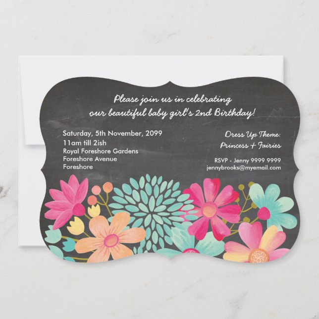 Girls 2nd Birthday Party Number Photo Invitation (Back)