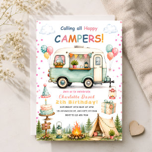 Girls 2nd Camping Party Invitation