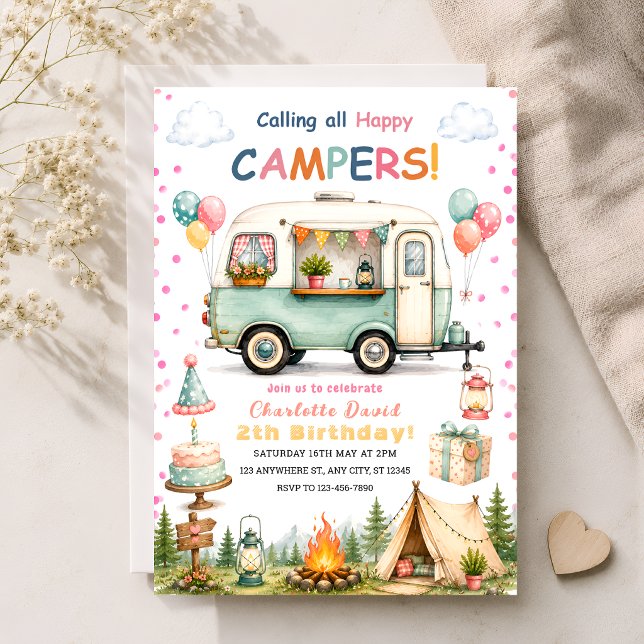 Girls 2nd Camping Party Invitation (Creator Uploaded)