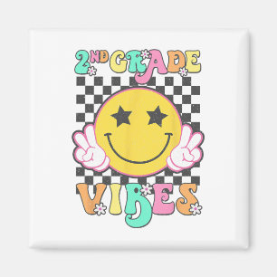 Girls 2nd Grade Vibes Smile Face Byck To School Se Magnet