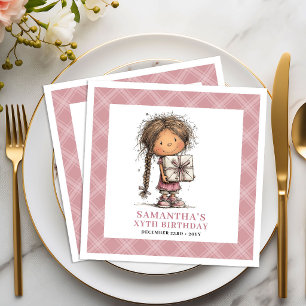 Girls 3rd Birthday Funny Whimsy Dusty Pink Napkin