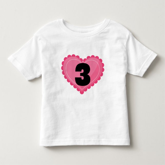 Girls 3rd Birthday Heart Toddler T-Shirt (Front)