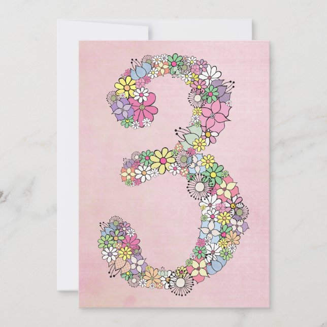 Girls 3rd Birthday Party Custom Invite Invitation (Front)