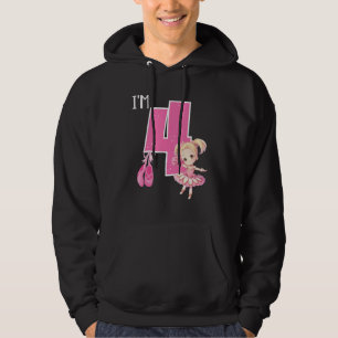 Girl's 4 Year Old Ballerina 4th Birthday Ballet Da Hoodie