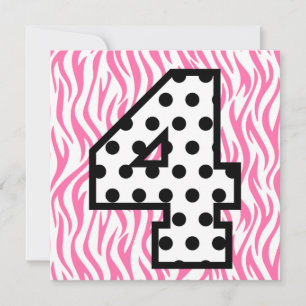 Girl's 4th Birthday Custom Name Polka Dots V24G Invitation