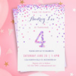 Girls 4th Birthday Fourth Birthday Confetti Party Invitation<br><div class="desc">Celebrate your 4 year old's birthday with colourful pink and purple confetti on these 4 year old birthday invitations! Featuring your daughter's party details and a "4" in confetti. Back has confetti design with a soft lavender colour. This adorable design is super cute and girly - and perfect for the...</div>