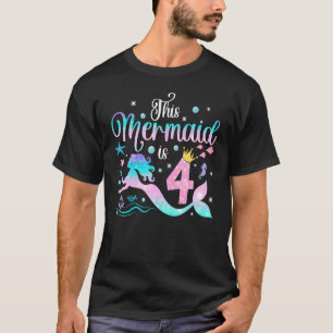 Girls 4th Birthday This Mermaid Is 4 Years Old Kid T-Shirt