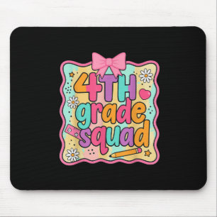 Girls 4th Grade Squad Coquette Preppy Back To Scho Mouse Pad