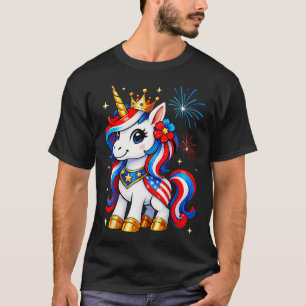Girls 4th Of July Unicorn Usa Flag Toddler Patriot T-Shirt
