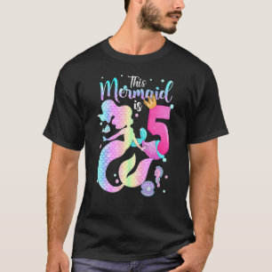 Girls 5th Birthday This Mermaid Is 5 Years Old Kid T-Shirt