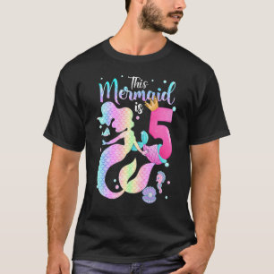 Girls 5th Birthday This Mermaid Is 5 Years Old Kid T-Shirt