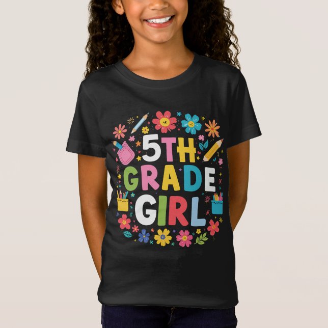 Girls 5th Grade Girl Fifth Grade Back To School T-Shirt (Front)
