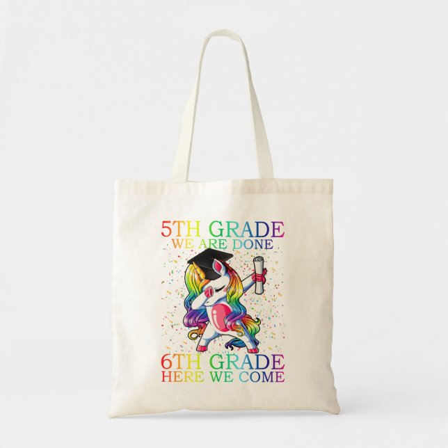 Girls 5th Grade Graduation Magical Unicorn Gift Tote Bag (Front)