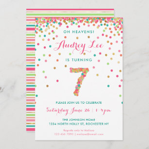 Girls 7th Birthday Invitation birthday party