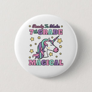 Girls 7th Grade Back To School Magical Unicorn Gif 6 Cm Round Badge
