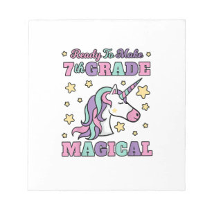 Girls 7th Grade Back To School Magical Unicorn Gif Notepad