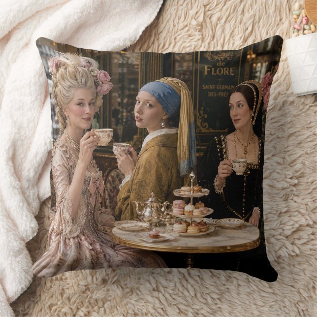 Girls Afternoon Tea in Paris Cushion (Blanket)