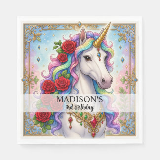 Girls Ages 1 - 8 | Unicorn Birthday Party Napkin