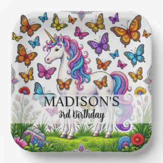 Girls Ages 1 - 8 | Unicorn Birthday Party Paper Plate