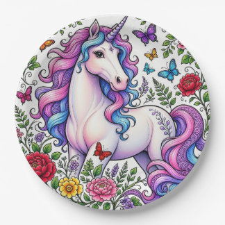 Girls Ages 1 - 8 | Unicorn Birthday Party Paper Plate