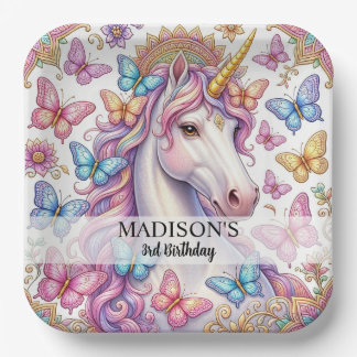 Girls Ages 1 - 8 | Unicorn Birthday Party Paper Plate