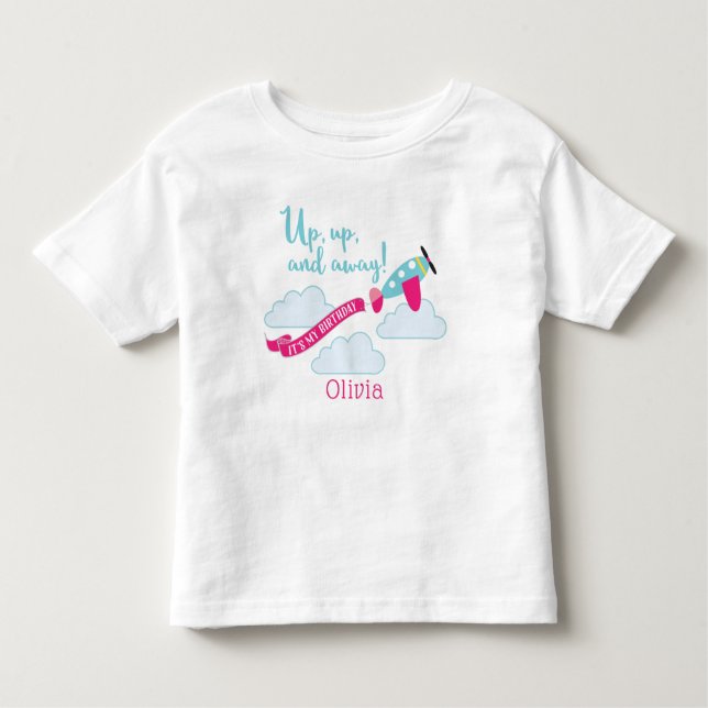 Girls Airplane Birthday Tshirt Personalized (Front)