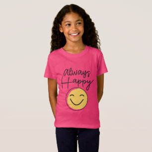 Girls' "Always Happy" Pink Smiley Tee - Bright Joy