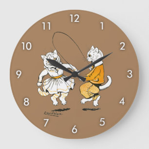 Girls and Boys, Louis Wain Large Clock