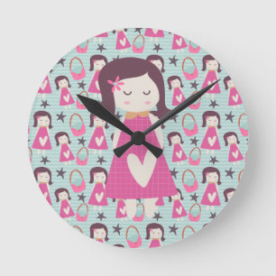 Girls and Handbags Round Clock