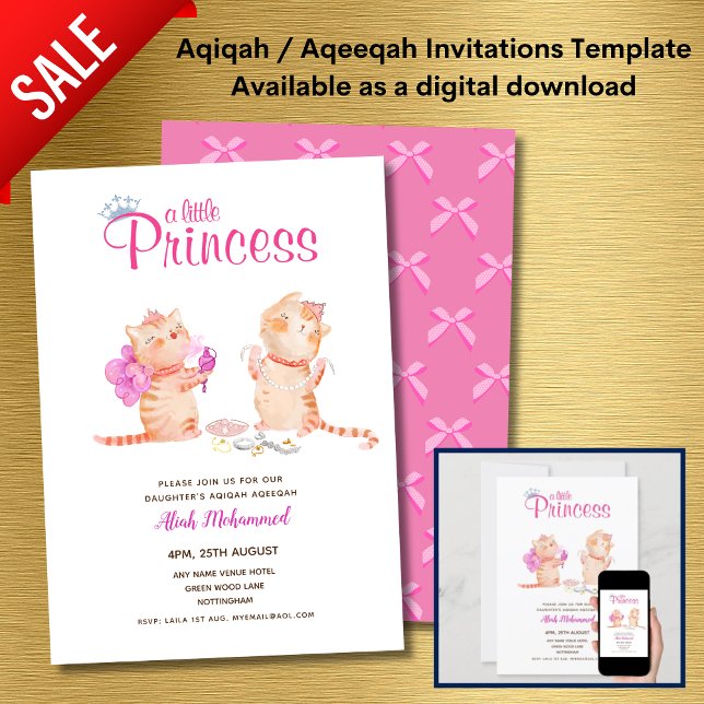 Girl's AQIQAH Baby Shower Birthday Princess Theme Invitation (Creator Uploaded)