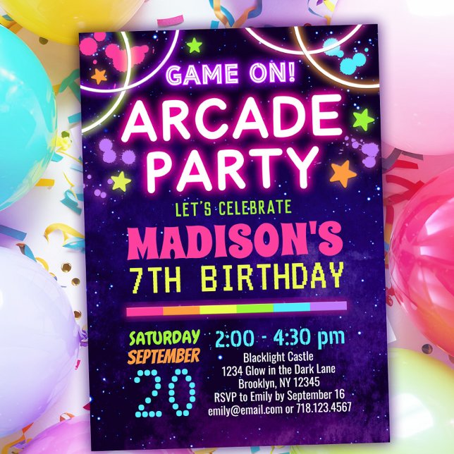 Girls Arcade Party Birthday Invitations (Creator Uploaded)