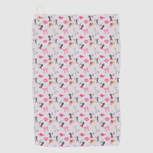 Girls Archery - Girly Hearts and Makeup Golf Towel