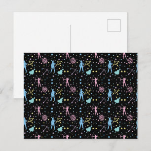 Girls Archery - Girly Hearts Stars Archer Postcard