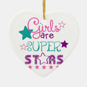 Girls Are Super Stars Ceramic Tree Decoration