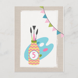 Girls Art Painting Party Birthday Postcard Invite